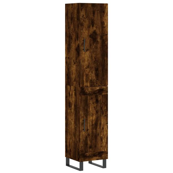 vidaXL Hoge kast 34,5x34x180 cm bewerkt hout gerookt eikenkleurig