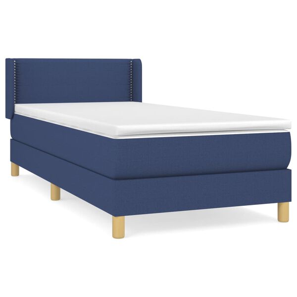 vidaXL Boxspring met matras stof blauw 100x200 cm
