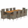 vidaXL 11-delige Tuinset met kussens poly rattan grijs