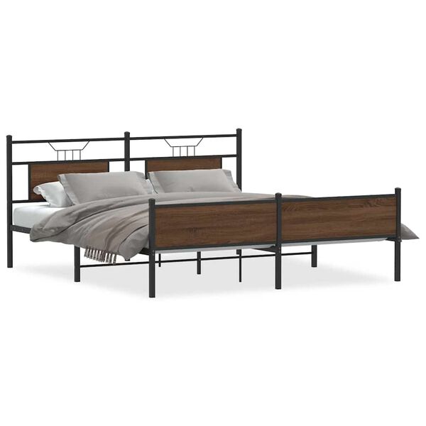 vidaXL Bedframe zonder matras metaal bruin eikenkleur 180x200 cm