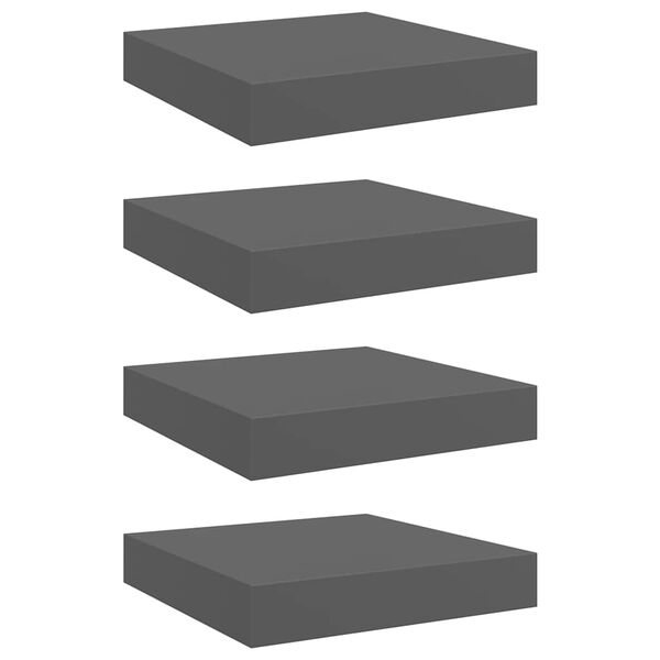 vidaXL Wandschappen zwevend 4 st 23x23,5x3,8 cm MDF hoogglans grijs