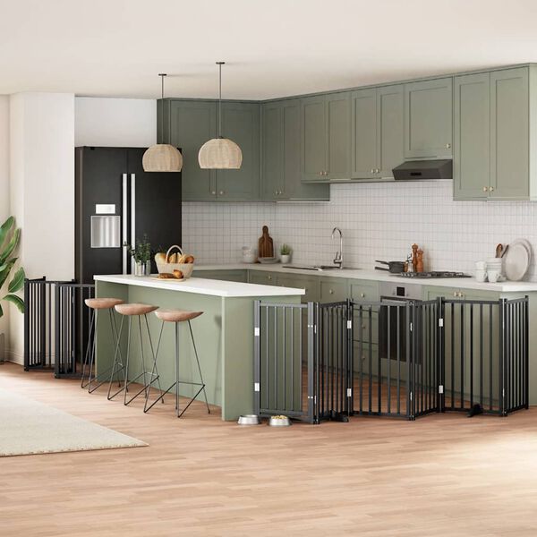 vidaXL Hondenhek inklapbaar 12 panelen 600 cm populierenhout zwart