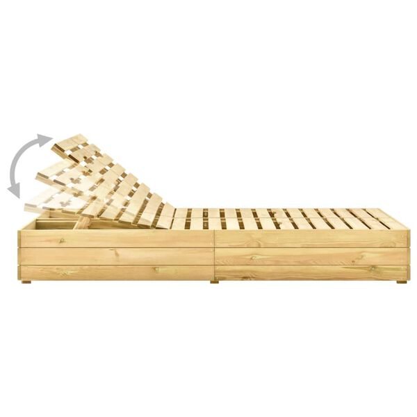 vidaXL Ligbed tweepersoons met kussens geïmpregneerd grenenhout