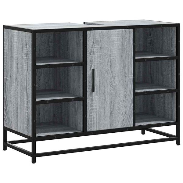 vidaXL Wastafelkast 80x33x60 cm bewerkt hout grijs sonoma eikenkleurig