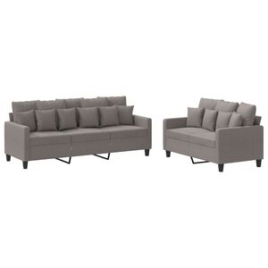 vidaXL 2-delige Loungeset met kussens stof taupe