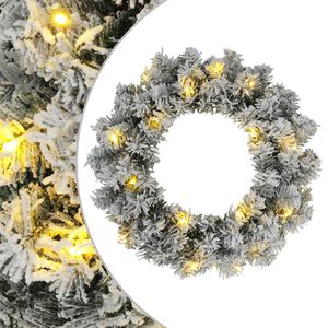 vidaXL Kerstkrans Groen en Wit &Oslash; 30 cm PVC 25 LED's