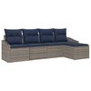 vidaXL Bankstel met kussen 5 pcs Grijs en Marineblauw poly rattan