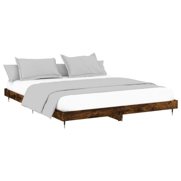 vidaXL Bedframe zonder matras 200x200 cm spaanplaat gerookt eiken