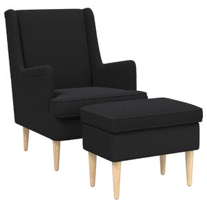 vidaXL Fauteuil met Voetenbank 2 st Zwart Boucl&eacute;
