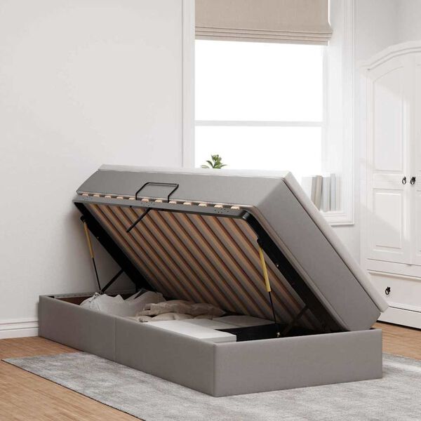 vidaXL Opslag bed met matras met matras Taupe 100 x 200 cm Polyester