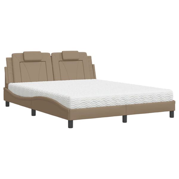 vidaXL Bed "Viana" met matras kunstleer cappuccinokleurig 160x200 cm