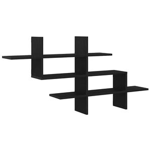 vidaXL Wandplank Zwart Eiken 124,5x18x60,5 cm Bewerkt Hout