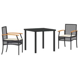 vidaXL Tuin eettafelset met kussen 5 pcs Zwart Rattan