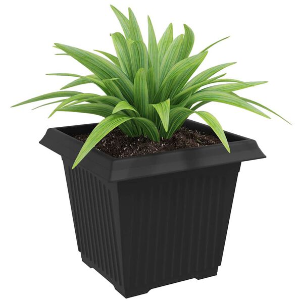 vidaXL Vierkante Bloempot 24 pcs Zwart 43 x 43 x 33.5 cm Kunststof