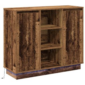 vidaXL LED Sideboard Oudhout 90 x 32 x 75 cm Bewerkt hout