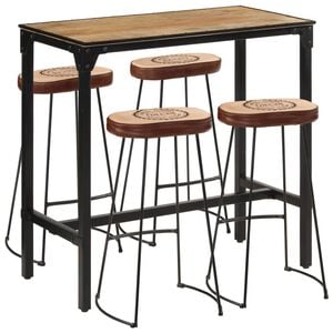 vidaXL 5-delige Barset massief ruw mangohout en metaal