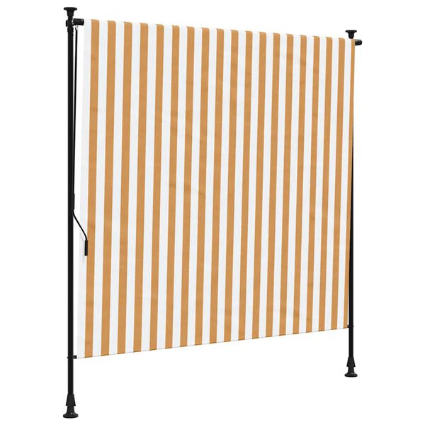 vidaXL Rolgordijn voor buiten 200x270 cm stof en staal oranje en wit