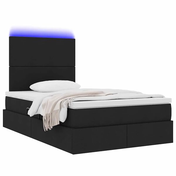 vidaXL Opbergbed met LED met matras Zwart 120 x 200 cm Polyester