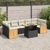 vidaXL 8-delige Loungeset met kussens poly rattan acacia zwart
