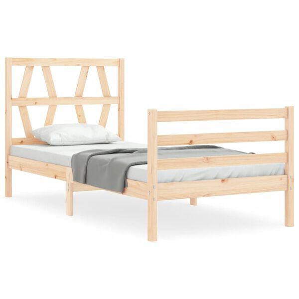 vidaXL Bedframe met hoofdbord massief hout