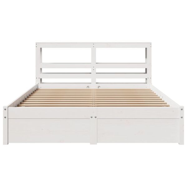 vidaXL Bedframe met hoofdbord massief grenenhout wit 150x200 cm