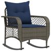 vidaXL Tuinschommelstoel met kussens poly rattan grijs