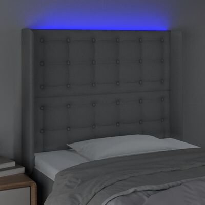 vidaXL Hoofdbord LED 103x16x118/128 cm stof lichtgrijs