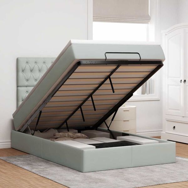 vidaXL Ottoman bed met matrassen 120x190cm fluweel lichtgrijs