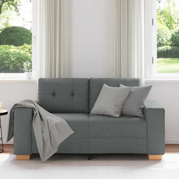 vidaXL Loveseat bank 160x77x82 cm stof donkergrijs
