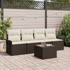 vidaXL Bankstel met kussen 5 pcs Bruin poly rattan