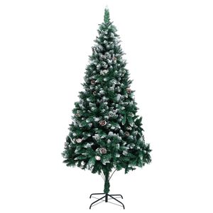 vidaXL Kunstkerstboom met dennenappels en witte sneeuw 210 cm