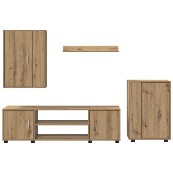 vidaXL Tv-meubelset Wandgemonteerd 4 pcs Artisan Eiken Bewerkt hout