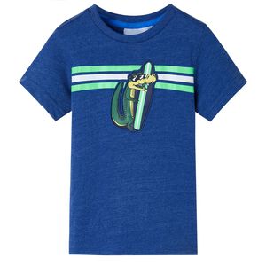 Kindershirt 128 gem&ecirc;leerd donkerblauw