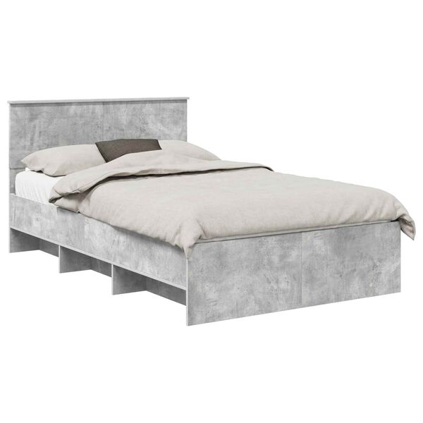 vidaXL Bedframe met hoofdeinde Beton Grijs 120 x 123 cm Bewerkt hout