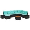 vidaXL Tuinbankenset 9 st Zwart poly rattan