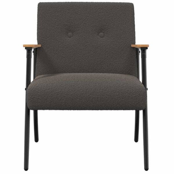 vidaXL Fauteuil Donkergrijs 59 x 75 x 78 cm Krullend Wol-achtig Stof