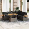 vidaXL 7-delige Loungeset met kussens poly rattan acacia grijs
