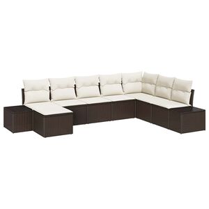 vidaXL Tuin Sofa Set met kussen 8 pcs Bruin en Cr&egrave;me poly rattan