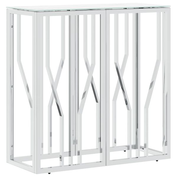 vidaXL Wandtafel 70x30x70 cm roestvrij staal en glas zilverkleurig