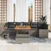 vidaXL Tuin Sofa Set met kussen met opslag 9 pcs Grijs Poly Rattan