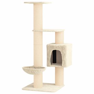 vidaXL Kattenboom met sisal krabpalen Cr&egrave;mekleurig 137 cm