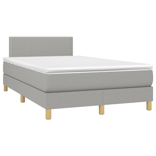 vidaXL Boxspring met matras en LED stof lichtgrijs 120x190 cm