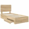 vidaXL Bedframe met hoofdeinde Sonoma Eiken 90 x 190 cm Bewerkt hout