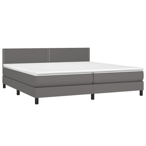 vidaXL Boxspring met matras en LED kunstleer grijs 200x200 cm