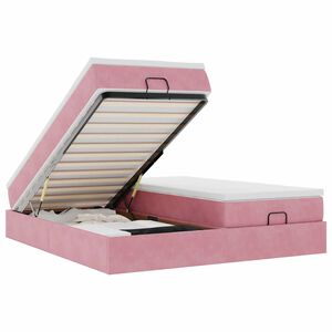 vidaXL Ottoman bed met matrassen 160x200cm fluweel roze