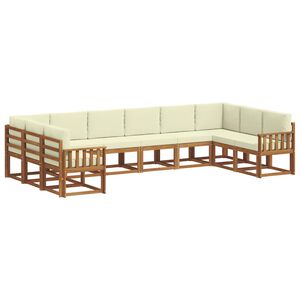vidaXL Buiten bankenset met kussen 10 pcs Natuurlijk en Cr&egrave;me