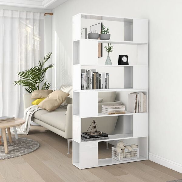 vidaXL Boekenkast/kamerscherm 100x24x188 cm hoogglans wit