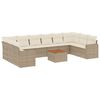 vidaXL 11-delige Tuinset met kussens poly rattan beige