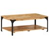 vidaXL Salontafel 2-laags 100x55x38 cm massief mangohout en staal