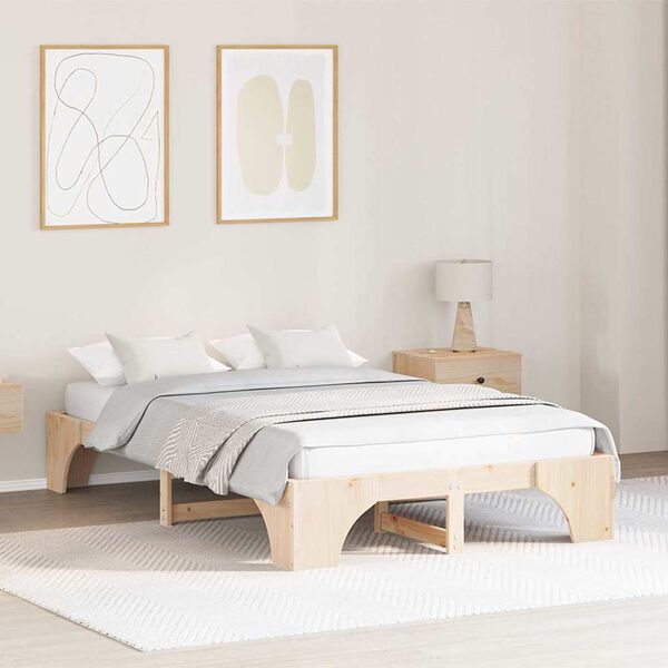 vidaXL Bedframe Naturel 140 x 190 cm Massief grenenhout